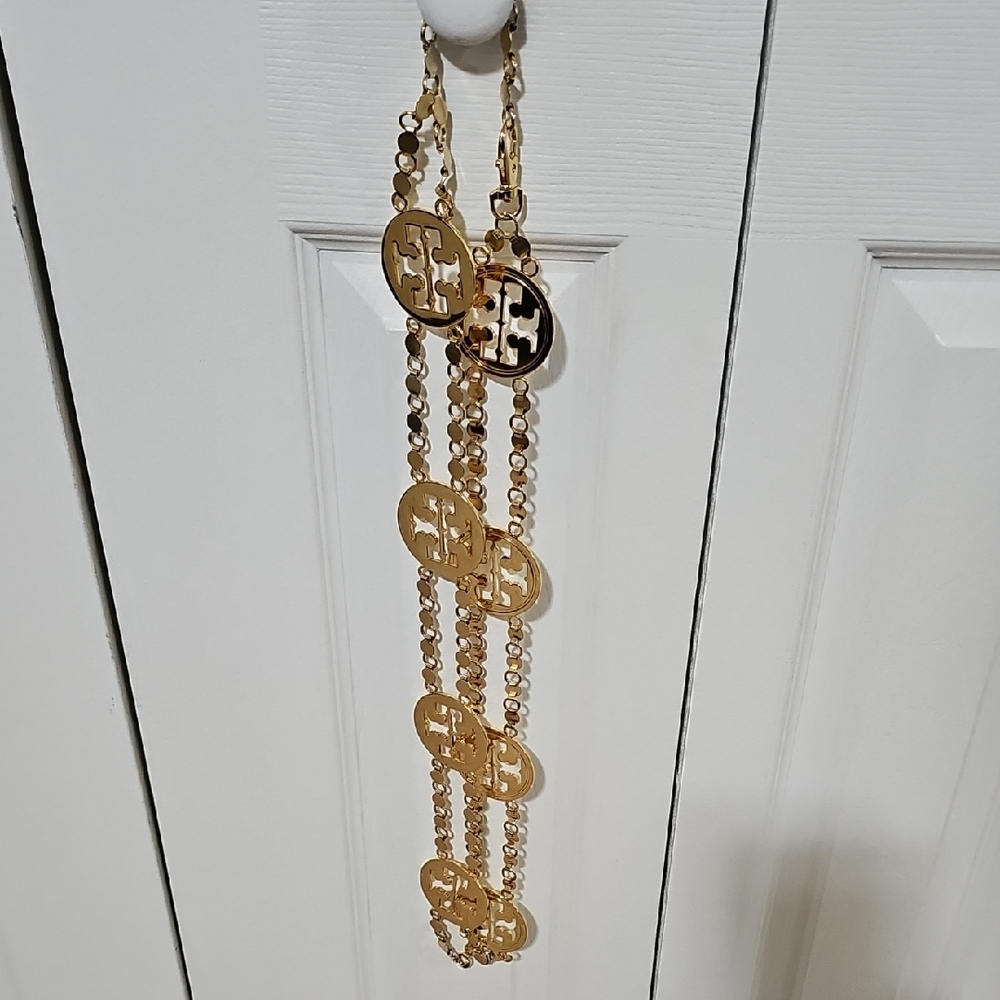 Tory Burch Gold-Tone Multi Disc Long Waist Belt